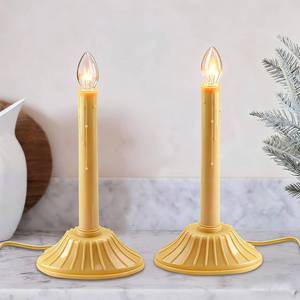 lot 6051 image: Oviejo 1 Light Christmas Electric Window Candles, 2 Pack Electric Window Candles with 4 C7 Clear Bulbs(2 Spare), UL Listed Plug in Electric for Christmas, Weddings Table Decorotions
