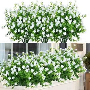 lot 6053 image: ArtBloom 12 Bundles Outdoor Artificial Flowers UV Resistant Fake Boxwood Plants, Faux Greenery for Indoor Outside Hanging Plants Garden Porch Window Box Home Wedding Farmhouse Dcor (White)