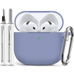 lot 6060 image: Ljusmicker for AirPods 4 Case 2024 with Cleaner Kit,Soft Silicone Protective Cover for Apple AirPods 4th Generation Cases for Women Men,for AirPod 4 Case Accessories with Keychain-Lavender