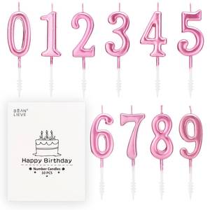 lot 6066 image: Beanlieve Rose Gold Birthday Candles - Cake Numeral Candles Number 0-9 Glitter Cake Topper Decoration for Birthday,Wedding Anniversary,Party Celebration(10 Pieces)