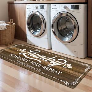 lot 6081 image: Pauwer Laundry Room Rug Runner 20inx60in Waterproof Rubber Laundry Mat Non Slip Kitchen Mats for Floor Washable Floor Mat Runner Rug for Farmhouse Mudroom Washroom Bathroom Decor