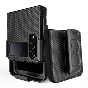 lot 6087 image: Case with Clip for Galaxy Z Flip 4 5G, BELTRON Slim Tough Protective Cover with Rotating Belt Hip Holster Combo and Kickstand Designed for Samsung Galaxy Z Flip4 5G (SM-F721 2022) - Black
