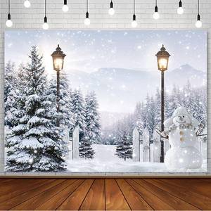 lot 6094 image: AIBIIN 7x5ft Christmas Winter Snow Forest Backdrop for Photography Winter Scene Wonderland Party Decor Glitter Snowy Forest Pine Tree Snowman Background Xmas Holiday Banner Portrait Studio Booth Props