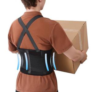 lot 6107 image: QFE Work Back Brace for Men and Women Shoulder Straps Pain Relief Lower back Support Belt With Suspenders Adjustable Workout Warehouse Heavy Lifting Safety Protection Construction Moving Black XX-Large