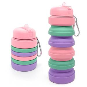 lot 6116 image: Wikineon Collapsible Water Bottle 20oz, Travel Portable Sport Water Bottle, Silicone Reusable Leakproof Foldable Water Bottles for Gym Camping Outdoor Hiking, BPA Free