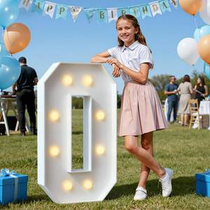 lot 7123 image: imprsv Plastic Marquee Numbers 3FT Light Up Numbers 0 for 40th 50th Birthday Party Decor, Large Outdoor Light Up Sign 0 for Anniversary Decorations Party Backdrop