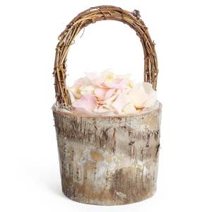 lot 7126 image: LemonRoad 1 Pc Flower Girl Basket Retro Wooden Bark Style Small Baskets with Handles for Wedding Floral Decoration Wedding Flowers Candy Storage and Home Decoration (Mini)