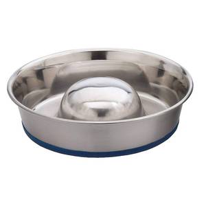 lot 7131 image: OurPetfts Durapet Slow Feed Premium Stainless Steel Dog Bowl, Silver, Large (2040010302)