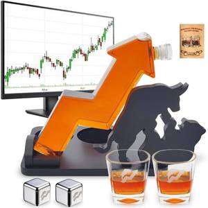 lot 9284 image: Stock-Skyrocket Whiskey Decanter Set with BullandBear Tray 2 Bull Chiller 2 8.5oz Glasses,28oz Whiskey Decanter Sets for Men,Liquor Dispenser Tequila Bourbon Gifts for Men Dad Him Husband