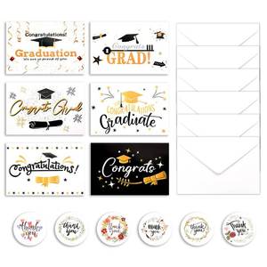 lot 10377 image: Graduation Cards with Envelopes and Stickers Congratulations Card Set for Women Men Graduation Greeting Cards Congrats Card with Envelopes Congratulations Party Decoration Supplies 6Pcs