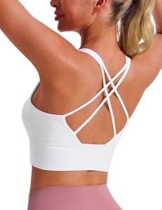 lot 10382 image: BONSHAPE Criss Cross Sports Bra for Women � Padded, Stretchy, Breathable Yoga Bra, High Support for Gym and Everyday Wear White