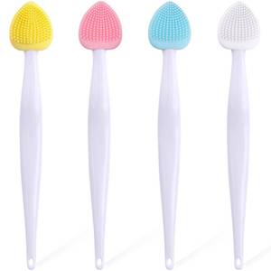 lot 10386 image: Mxxipp 4pcs Lip Scrub Brush, Silicone Heart Lip Exfoliator Brushes Scrubber Tool, Double-Sided Lip Cleaning Exfoliating Remove Dead Skin Tool for Men Women Dark Lips- Pink and White and Blue and Yellow