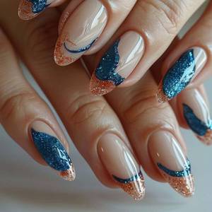 lot 10394 image: QQPPOLIU Press on Nails for Women, Medium Press on Nails Almond Fake Nails French Tip False Nails Nude Glue on Nails 24pcs