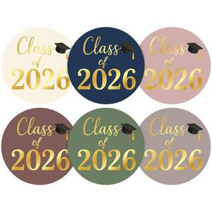 lot 10401 image: Anwyll Graduation Stickers 2026 - Class of 2026 Stickers 120Pcs 1.6ftft Graduation Envelope Seal Label Sticker Self Adhesive Congrats Grad Cap Hat Sticker for Senior College Grad Party Favors(6 Colors)