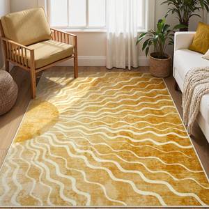 lot 11742 image: Wonnitar Sun 5x7 Area Rug, Boho Ombre Yellow Bedroom Rug Machine Washable Carpet, Ultra Thin Soft Non Slip Mid Century Nursery Carpet for Kids Room Living Room Playroom Classroom Decor