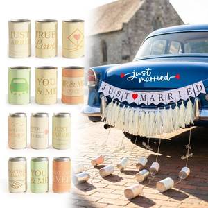 lot 11743 image: 15 Pcs Just Married Car Decorations Kit - Tin Cans with Signs