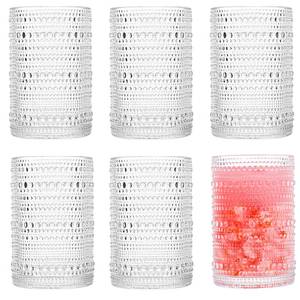 lot 11745 image: Consou Large Glasses Set of 6, 15 oz Hobnail Glassware Thick Glass Heavy Base