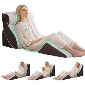 lot 11758 image: Bambulex 4PCS Wedge Pillow Set for After Surgery, Orthopedic Bed Wedge Pillow for Back Pain Relief, Sitting Up in Bed, Acid Reflux, Adjustable Post Surgery Pillows for GERD, Snoring, WhiteGrey