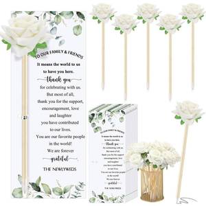 lot 11760 image: Spakon 36 Set Wedding Favors Pens for Guests Bulk - Bridal Shower Artificial Rose Flower Pen Thank You Cards with Twine Ballpoint Pen Black Ink for Wedding Games Office Proposal Gift(Cute Style)