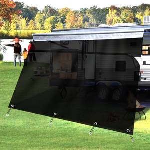 lot 11766 image: RV Awning Shade Screen with Zipper 8ftx12ft3in, RV Awning Fabric Replacement Complete Kits for Trailer Camper, RV Awning 230GSM 8.2oz, 600D Durable Mesh Blocks 88percent Sunlight, Improves ShadeandPrivacy