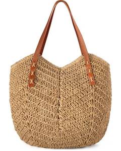 lot 11810 image: Loiyadn Straw Bag - Large Beach Bags for Women with Zipper, Soft Woven beach bag, Casual Straw Shoulder Bag for Beach, Travel and Daily Use