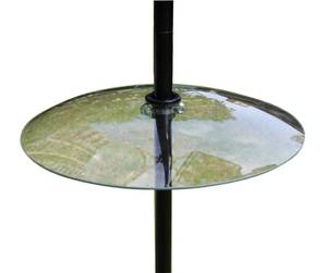 lot 11814 image: 13 12 Inch Clear Glass Two-Way Squirrel Baffle and Weather Guard for Bird Feeder Hanging or Pole Mount