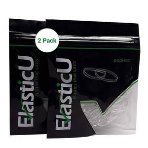 lot 12184 image: Hair Elastics - STRONG - REUSEABLE Clear Premium- 40mm Wide, 2 Packs of 16 Total of 32 Rubbers by ElasticU