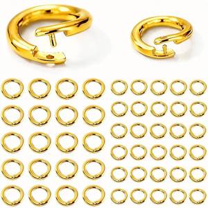 lot 12201 image: 50PCs Anti-Loss Thick Jump Rings for Jewelry Making, Heavy Duty Lock Jump Rings 7mm and 5.5 mm, Jewelry Finding and Supplies (18K Gold Plated)
