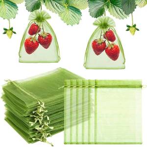 lot 12203 image: 50 PCS 4X6 inches Fruit Protection Bags, Fruit Bags for Fruit Trees, Green Netting Fruit Cover Bags Drawstring Mesh Fruit Protectors Pest Barrier for Fruit Trees Veggies Garden