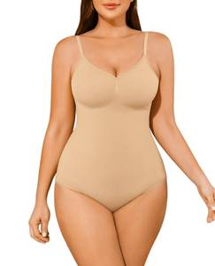 lot 12236 image: AegisChic Shapewear Tummy Control BodySuit for Women V-Neck Brief Butt Lift Seamless Body Suit with Adjustable Straps Nude Light