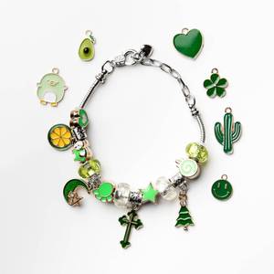 lot 12240 image: LEEXINLUU DIY Bracelet Jewelry Kit � Multi-Color Instant Jewelry Making Kit  Pre-Assembled Ornaments and Beads  Make Custom Adjustable Bracelets, One Set to Make a Finished Product. (Green)