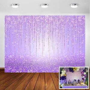 lot 12244 image: Avezano Purple Glitter Backdrop for Girl Birthday Party Sweet 16 Photoshoot Purple Shiny Glittering Bokeh Parties Events Decorations Newborn Portrait Photo Booth Photography Background (7x5ft)