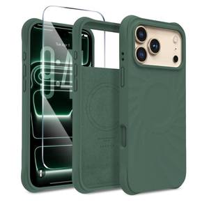 lot 12249 image: HSAOHD Magnetic for iPhone 17 Pro Max Case 6.9in, Compatible with MagSafe, Integrated Silicone Camera Control Cover Screen Protector, 2X MIL-STD Drop Protection for 17 ProMax Case, Alpine Green