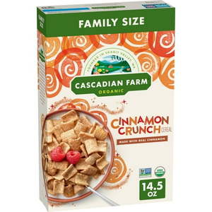 lot 12254 image: Cascadian Farm Organic Cinnamon Crunch Cereal  Family Size  14.5 oz