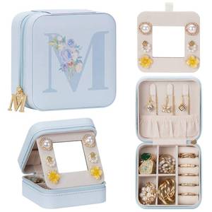 lot 12289 image: Enthralite Travel Jewelry Box for Gift Traveling Jewelry Case for Girls Women - Mini Organizer for Necklaces Earrings Blue K