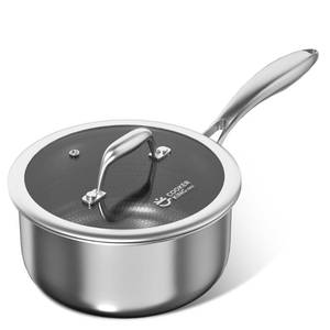 lot 12309 image: COOKER KING 2 Quart Stainless Steel Saucepan, Nonstick Sauce Pan, Ceramic Suce Pot with Tempered Glass Lid, Induction Pot Compatible with All Cooktops, Dishwasher and Oven Safe(PFASPFOAPTFE Free) (Small Use)