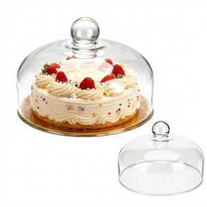 lot 13298 image: Glass Cake Dome - 10 Inch Clear Round Glass Cake Stand Cover,Display Cloche for Cakes, Pastries, Cupcakes and Desserts, Kitchen Serving Platter Lid, Durable Food Safe Cover for Party and Holiday