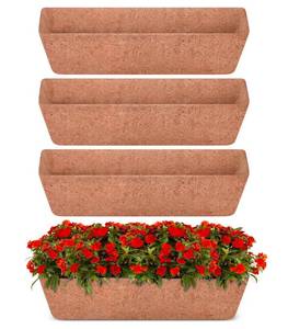 lot 13305 image: Halatool 4 Pack 24 Inch Window Box Liners, Pre-Formed Coco Fiber Replacement Liner, Natural Coconut Coir Planter Liners for Wall, Hanging Basket, Flower Pot, Fence and Railing