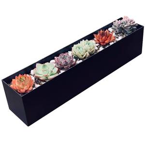 lot 13328 image: PSOIRGCNH Modern Metal Steel Trough Planter - Rectangle Black Planters for Indoor - 16in Window Sill Planters - Table or Window Boxes Planter - Windowsill Herb(1pc Short Black)