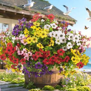 lot 13359 image: Grunyia 20 Bundles Artificial Flowers for Outdoors, UV Resistant Fake Plants Flowers Greenery Shrubs Plants for Decoration Outside Plants Hanging Planter Home Garden Decor