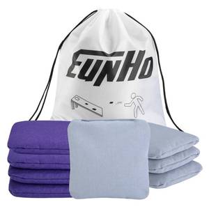 lot 13361 image: EunHo Cornhole Bean Bags Set of 8 Weather Resistant and Regulation Professional SizeWeight for Cornhole Games with Carry BagPurpleGrey