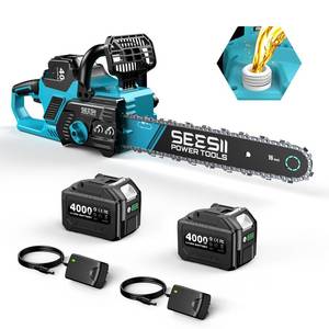 lot 13365 image: SEESII 40V 16-Inch Cordless Chainsaw Brushless Electric Chain Saws with 24.0Ah Batteries and Charger, Tool-Free Chain Tension, Auto Oiling, for Tree Trimming, Wood Cutting, Yard Work