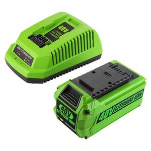 lot 13376 image: ANTRobut Replacement for Greenworks 40V Battery and Charger 29482 Compatible with 40V Greenworks Battery 29472 29462 6.5Ah