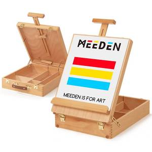 lot 13378 image: MEEDEN Extra-Large Tabletop Easel, Solid Beech Wood Table Top Easels for Painting Canvas, Sketchbox Easel, Table Art Easel for Adults and Artist, Art Supplies Storage Box,Hold Canvas Up to 28in