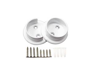 lot 14168 image: QCAA Heavy Duty Solid Metal Closet Rod Socket Set, 1-38ftft, Matte White, 1 Pair, Made In Taiwan