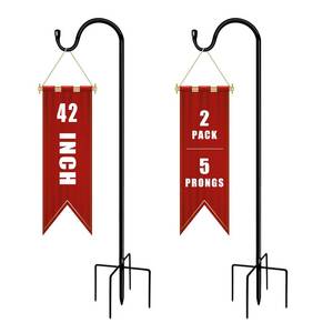lot 14171 image: GATSUNS Shepherds Hooks for Outdoor 42 Inch Garden Bird Feeder Pole with 5 Prongs Base Adjustable for Hanging Flower Basket Plant Pot Solar Lantern Light Wind Chime Hanger for Wedding Decor 1 Pack