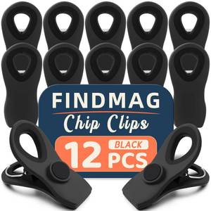 lot 14178 image: 12 Pack Chip Clips, Magnetic Bag Clips for Food Packages, RV Accessories, Kitchen Clip with Magnet for Fridge, Plastic Assorted Colors Bag Clip for Fridge, Kitchen