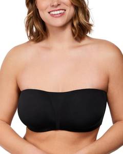 lot 14187 image: HSIA Strapless Bra for Big Bust Women, Anti-Slip Full Coverage Bandeau Plus Size Fiery Bra Underwire Support for Large Breast Black