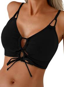 lot 14194 image: Herseas Women�s Black Bikini Top Lace Up Sexy Push Up Bathing Suit Tops Athletic Padded Cut Out Vintage Swimsuits Tops Only 2026 Summer Sports Bra Holiday Beach Wear Large