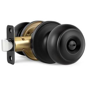 lot 14215 image: LANSTE 1 Pack Matte Black Door Knobs Interior, Bedroom and Bathroom Door Knob with Lock, Black Interior Door Knobs Privacy Door Knob
